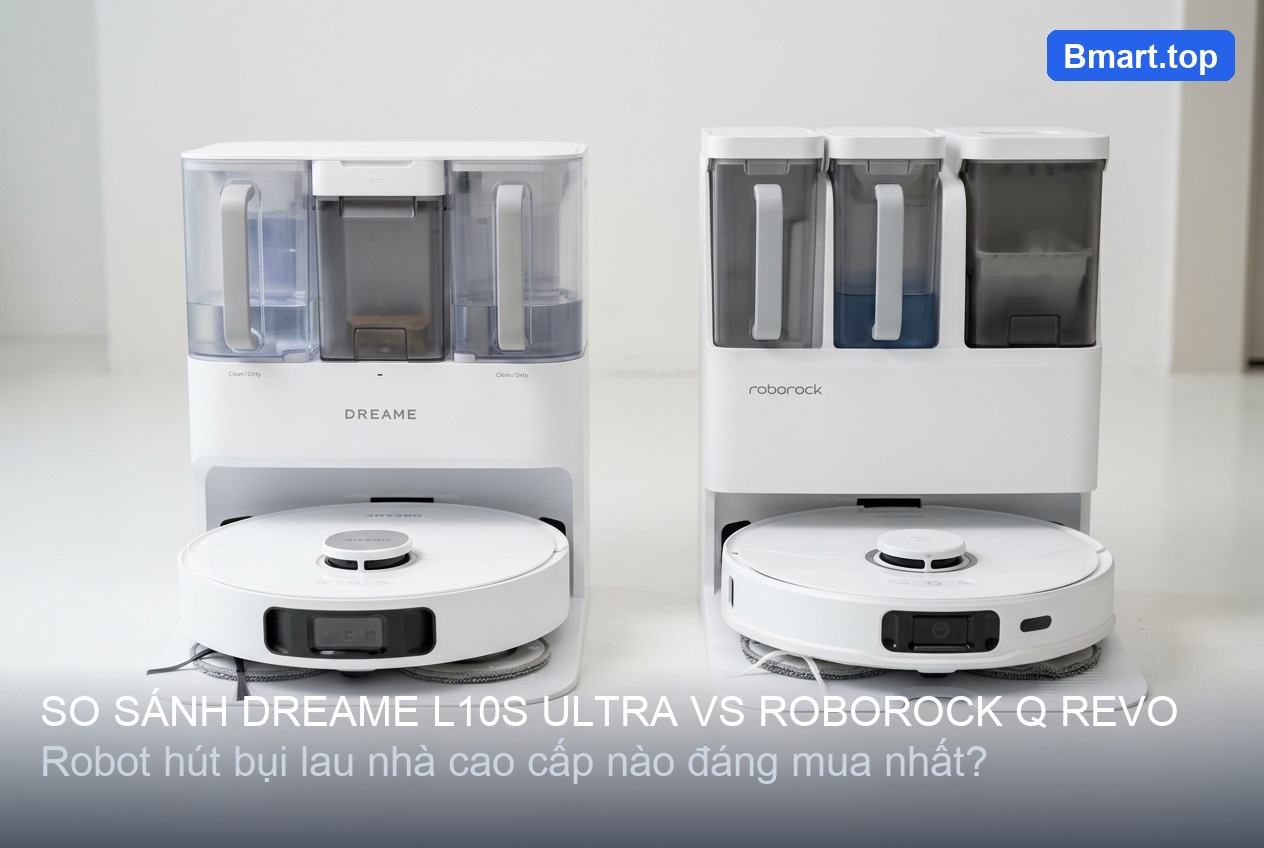 Dreame L10s Ultra vs Roborock Q Revo high tech robot vacuum cleaner side by side